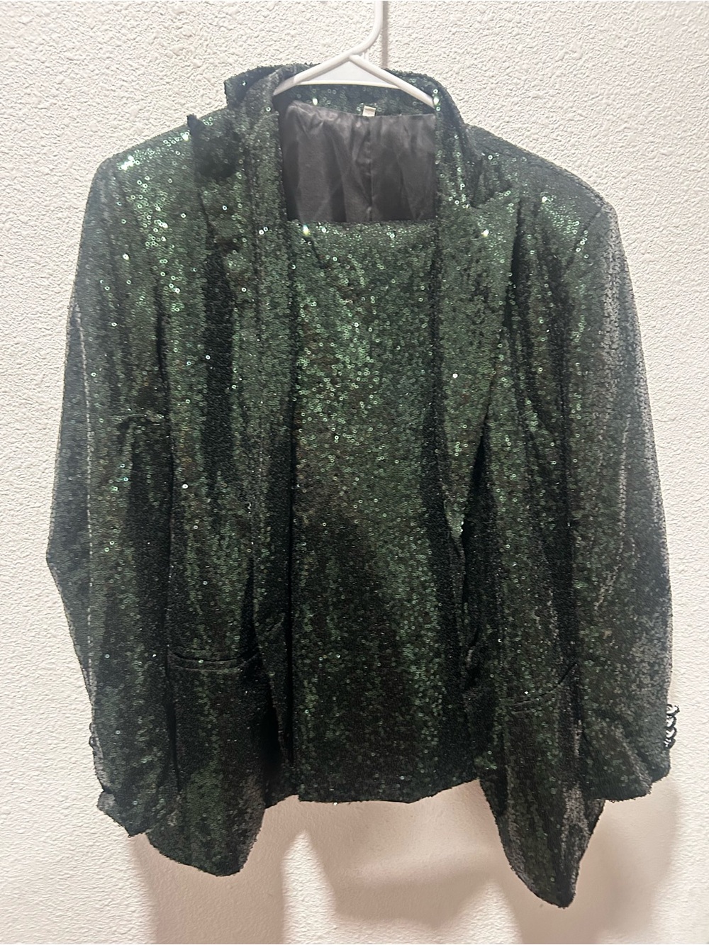 Women's Green Sequin Blazer Jacket and pant set size medium